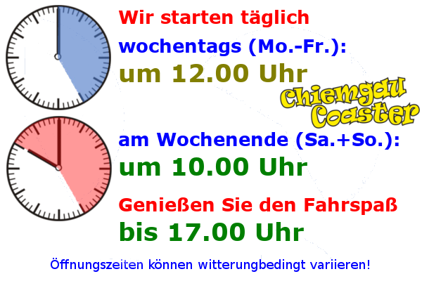 Der Chiemgau Coaster ist täglich bis 17.00 Uhr geöffnet. 